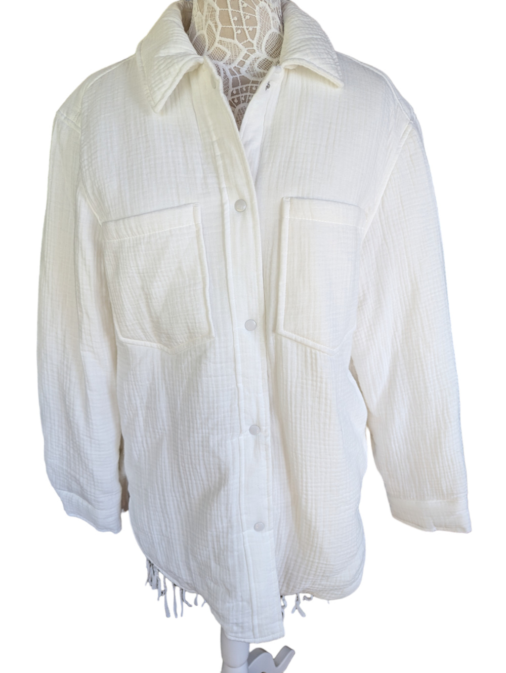 H&M White gauze shirt jacket Oversized M